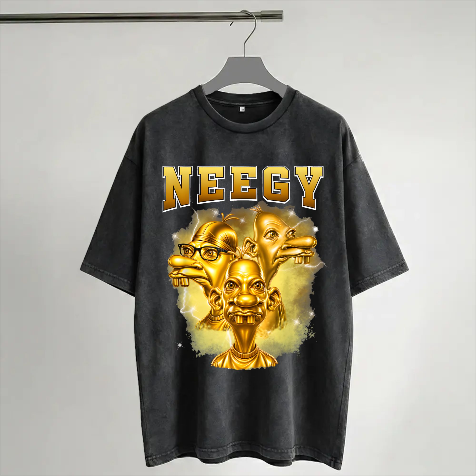 Street Fashion Gen Z - Camicia Harajuku Lavata Golden Neegy Meme