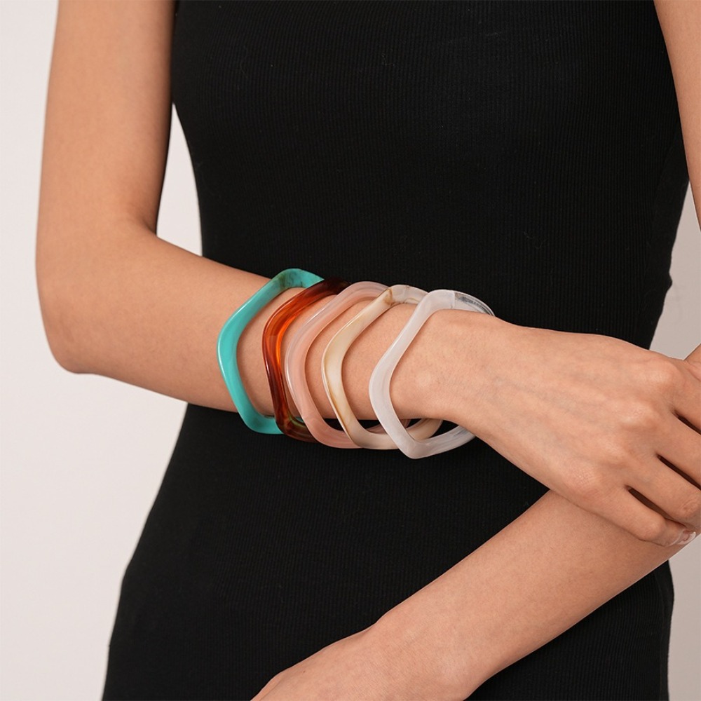 Street Fashion Rings - Bracciale acrilico bohémien Bracciale largo irregolare